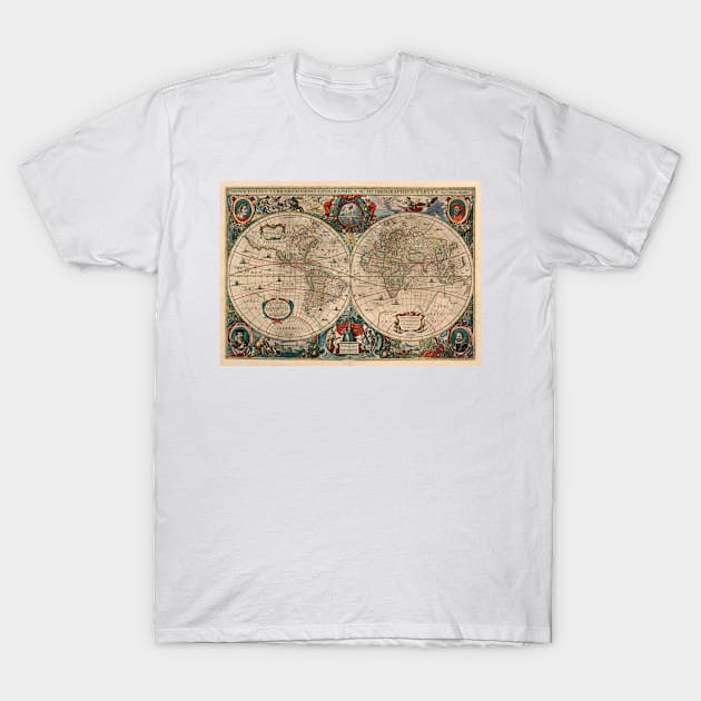 Vintage Map of The World (1641) T-Shirt by Bravuramedia